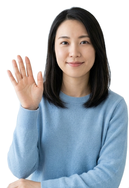 Virtual guide smiling and waving a welcome
